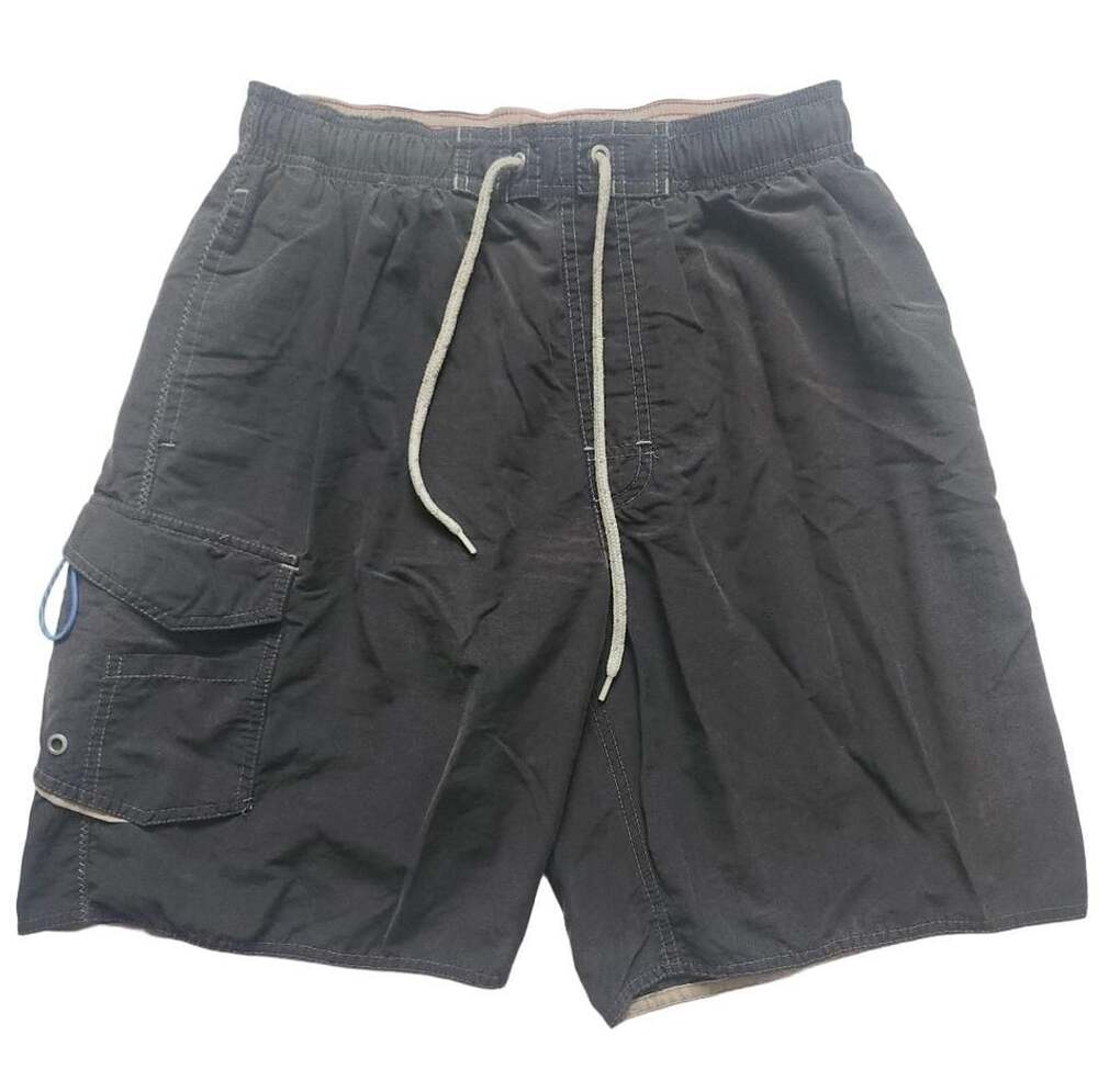 Vintage Y2K No Bad Days Board Shorts Size S Gray Cargo Swim Trunks
